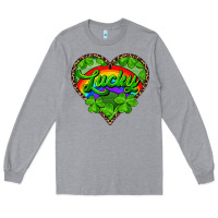 Heather Grey lucky heart with leopard Long Sleeve Tee - RanaPortraitStore