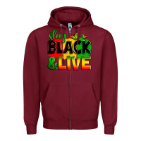 Burgundy stay black and live Zipper Hoodie - Zillion Design Studio