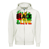 Oatmeal Heather stay black and live Zipper Hoodie - Zillion Design Studio