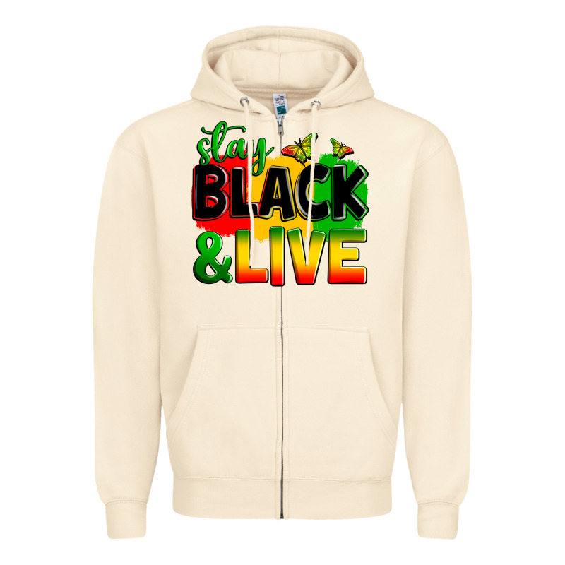 Stay Black And Live Zipper Hoodie by Zillion Design Studio | Teevron