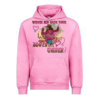 Fuchsia Pink whose bed have youre boots been under Urban Hoodie - NancyCooperArtShop