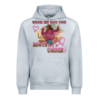 Heather Grey whose bed have youre boots been under Urban Hoodie - NancyCooperArtShop