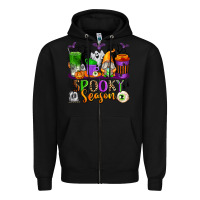 Black Spooky Season Coffee Cups Zipper Hoodie - texasbilliewilder