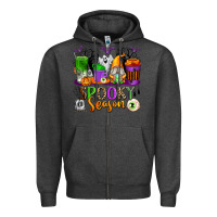 Charcoal Heather Spooky Season Coffee Cups Zipper Hoodie - texasbilliewilder