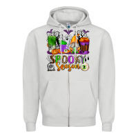 Dove Grey Spooky Season Coffee Cups Zipper Hoodie - texasbilliewilder