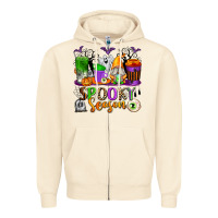 Sandshell Spooky Season Coffee Cups Zipper Hoodie - texasbilliewilder