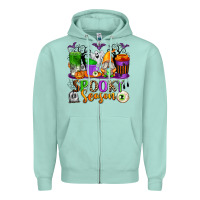 Seafoam Spooky Season Coffee Cups Zipper Hoodie - texasbilliewilder