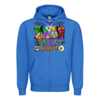 True Royal Spooky Season Coffee Cups Zipper Hoodie - texasbilliewilder