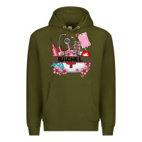 Army Green costom name nurse hat and elements Premium Hoodie - AdoDesignShop