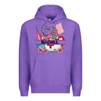 Purple costom name nurse hat and elements Premium Hoodie - AdoDesignShop