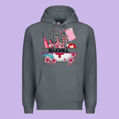 Costom Name Nurse Hat And Elements Premium Hoodie Designed By Adodesignshop