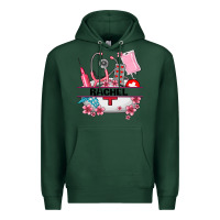 Sports Green costom name nurse hat and elements Premium Hoodie - AdoDesignShop