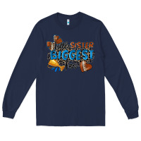 Navy little sister biggest fan football Long Sleeve Tee - Zillion Design Studio