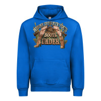 Cobalt whose bed have your boots under cowboy western Urban Hoodie - NancyCooperArtShop