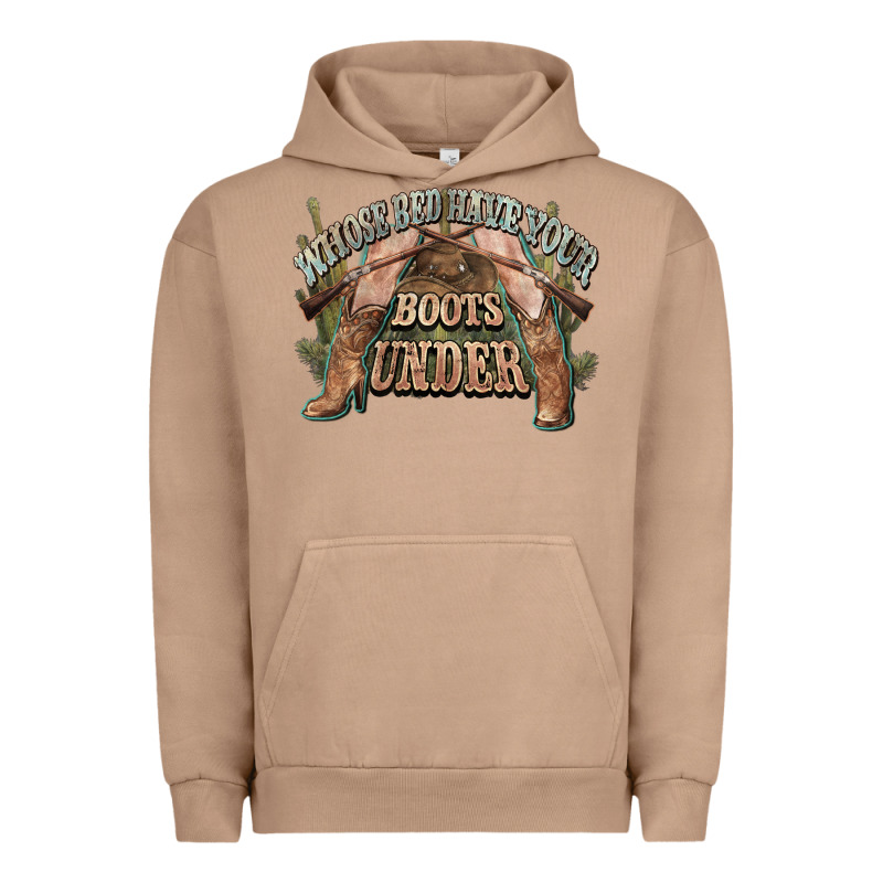 Whose Bed Have Your Boots Under Cowboy Western Urban Hoodie by NancyCooperArtShop | Teevron