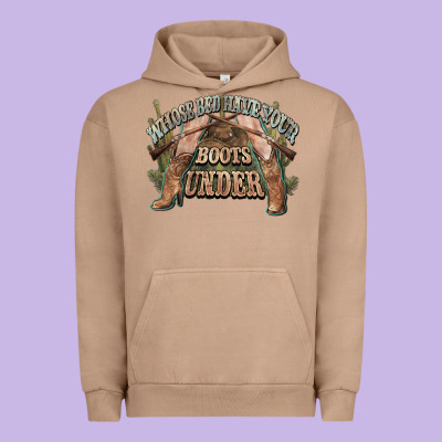 Whose Bed Have Your Boots Under Cowboy Western Urban Hoodie Designed By Nancycooperartshop