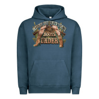 Pigment Midnight Navy whose bed have your boots under cowboy western Urban Hoodie - NancyCooperArtShop