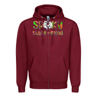 Burgundy Spooky State of Mind Zipper Hoodie - texasbilliewilder