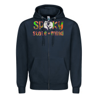Navy Spooky State of Mind Zipper Hoodie - texasbilliewilder