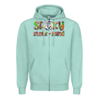 Seafoam Spooky State of Mind Zipper Hoodie - texasbilliewilder