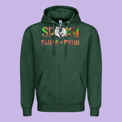 Spooky State Of Mind Zipper Hoodie Designed By Texasbilliewilder