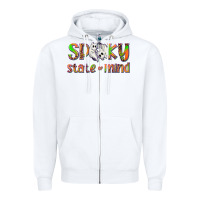 White Spooky State of Mind Zipper Hoodie - texasbilliewilder