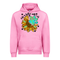 Fuchsia Pink life is better with cats Urban Hoodie - NancyCooperArtShop