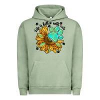 Pigment Oil Green life is better with cats Urban Hoodie - NancyCooperArtShop