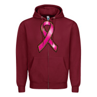 Burgundy breast cancer ribbon Zipper Hoodie - RanaPortraitStore