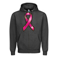 Charcoal Heather breast cancer ribbon Zipper Hoodie - RanaPortraitStore