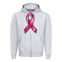 Heather Grey breast cancer ribbon Zipper Hoodie - RanaPortraitStore