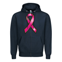 Navy breast cancer ribbon Zipper Hoodie - RanaPortraitStore