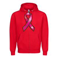 Red breast cancer ribbon Zipper Hoodie - RanaPortraitStore