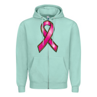 Seafoam breast cancer ribbon Zipper Hoodie - RanaPortraitStore
