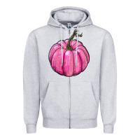 Heather Grey breast cancer awereness pumpkin Zipper Hoodie - RanaPortraitStore