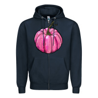 Navy breast cancer awereness pumpkin Zipper Hoodie - RanaPortraitStore