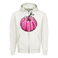 Oatmeal Heather breast cancer awereness pumpkin Zipper Hoodie - RanaPortraitStore