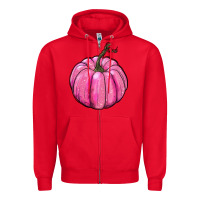 Red breast cancer awereness pumpkin Zipper Hoodie - RanaPortraitStore