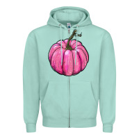 Seafoam breast cancer awereness pumpkin Zipper Hoodie - RanaPortraitStore