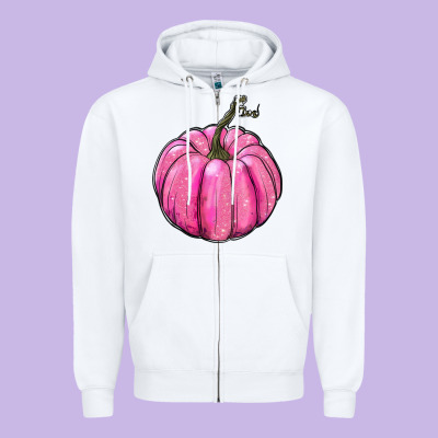 Breast Cancer Awereness Pumpkin Zipper Hoodie Designed By Ranaportraitstore