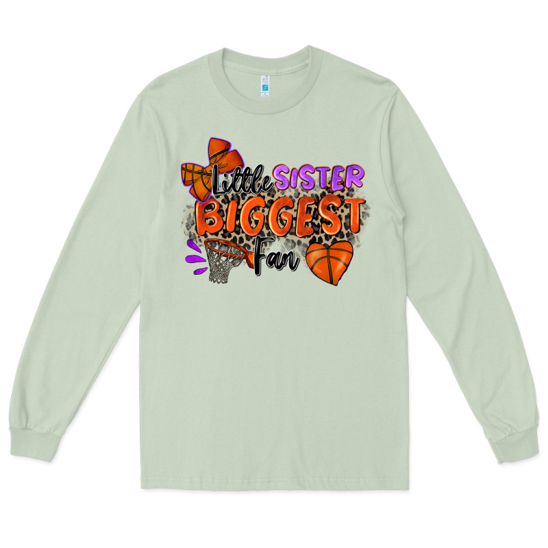 Little Sister Biggest Fan Basketball Long Sleeve Tee by Zillion Design Studio | Teevron