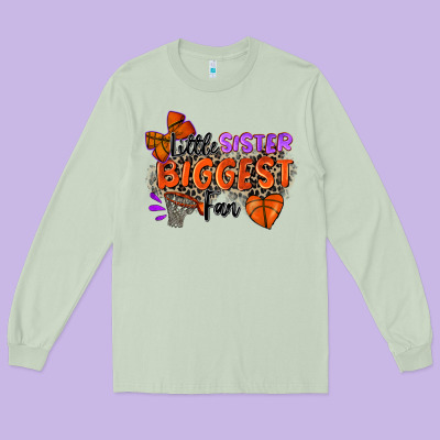 Little Sister Biggest Fan Basketball Long Sleeve Tee Designed By Zillion Design Studio