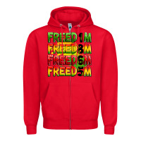 Red freedom freedom freedom freedom 1865 Zipper Hoodie - Zillion Design Studio