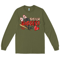 Army Green little sister biggest fan baseball Long Sleeve Tee - Zillion Design Studio