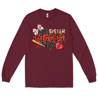 Burgundy little sister biggest fan baseball Long Sleeve Tee - Zillion Design Studio
