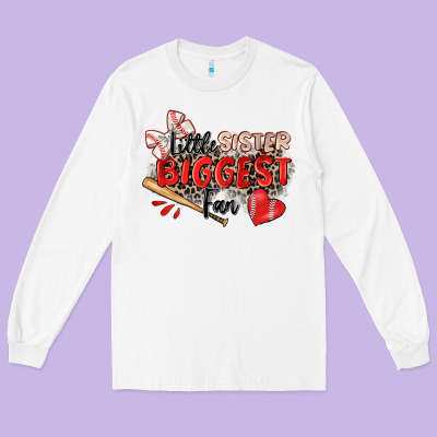 Little Sister Biggest Fan Baseball Long Sleeve Tee Designed By Zillion Design Studio