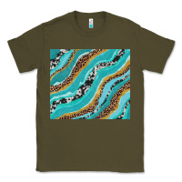 Army Green turquoise brushstrokes with leopard and cowhide Classic Tee - RanaPortraitStore