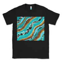 Black turquoise brushstrokes with leopard and cowhide Classic Tee - RanaPortraitStore