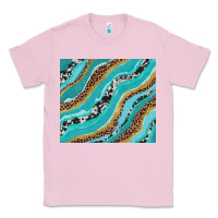 Bubblegum Pink turquoise brushstrokes with leopard and cowhide Classic Tee - RanaPortraitStore