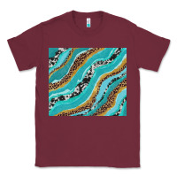 Burgundy turquoise brushstrokes with leopard and cowhide Classic Tee - RanaPortraitStore